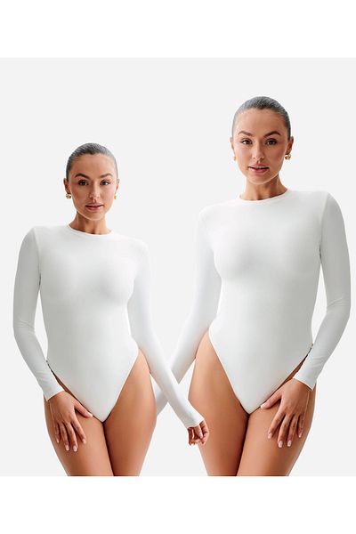 JustMORE Crew Neck 2-Piece Long Sleeve Snap-On Bodysuit