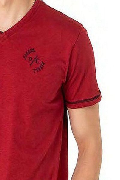 Pierre Cardin 6083 Ανδρικό κοστούμι πιτζάμες με κοντό μανίκι V λαιμόκοψη-μπορντό