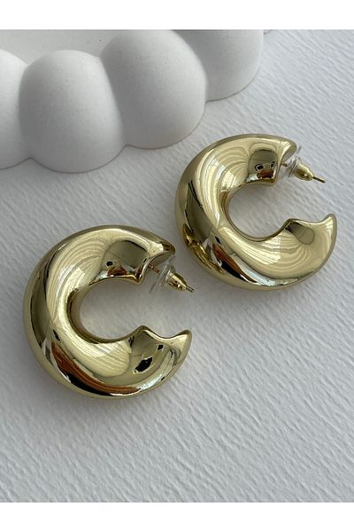 mos&more Gold Ring Brand Medium Size Women's Earrings