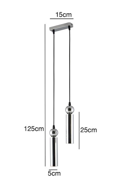 Bozyaka Aydınlatma Sparg 2-Piece Metal Ceiling - Chrome Finish, Modern Chandelier, Led Bulbs Included