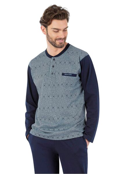 Pierre Cardin 6059 Ανδρικό μακρυμάνικο κοστούμι πιτζάμα με τρία κουμπιά μπροσ...