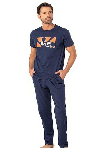 Pierre Cardin 6076 Ανδρικές πιτζάμες με κοντό μανίκι Crew Neck Suit-Indigo