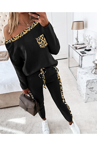 kiyemi Γυναικείο μακρυμάνικο Leopard Detail Viscose Σετ δύο κλωστών