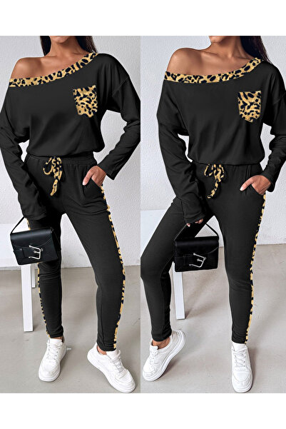 kiyemi Γυναικείο μακρυμάνικο Leopard Detail Viscose Σετ δύο κλωστών