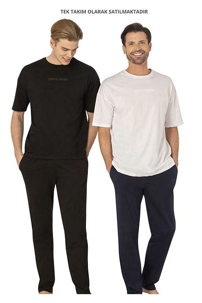 Pierre Cardin Άδεια ανδρική 100% βαμβακερή πιτζάμες oversize με κοντό μανίκι και τσέπες