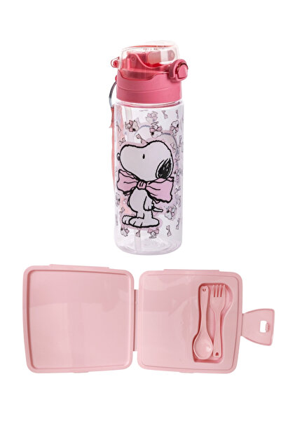Me Çanta Snoopy Kız Çocuk Lisanslı 500 ml Matara Ve Dört Bölmeli Beslenme Kabı Seti DDCQ248851