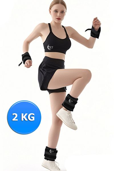 Jet 2 kg X 2 Pcs Hand & Foot Weight Wrist Belt Sets 1 Pair Sandbags Muscle Strengthener Black