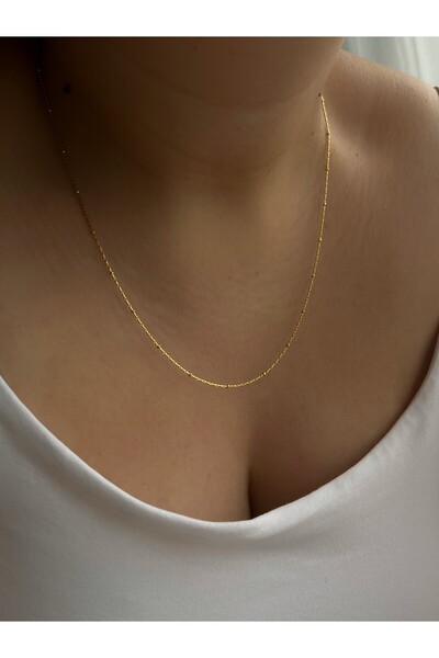 Owentis Çelik Gold Zarif İnce Top Aemon Zincir Kolye -kararma yapmaz-