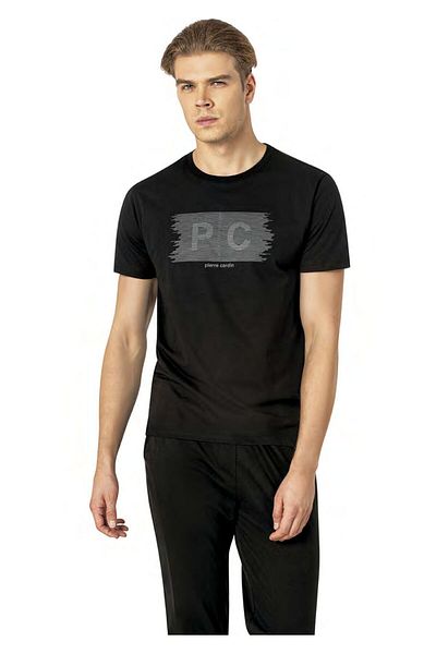 Pierre Cardin Άδεια ανδρική 100% βαμβακερή λαιμόκοψη με κοντό μανίκι και σετ πιτζάμες τσέπης