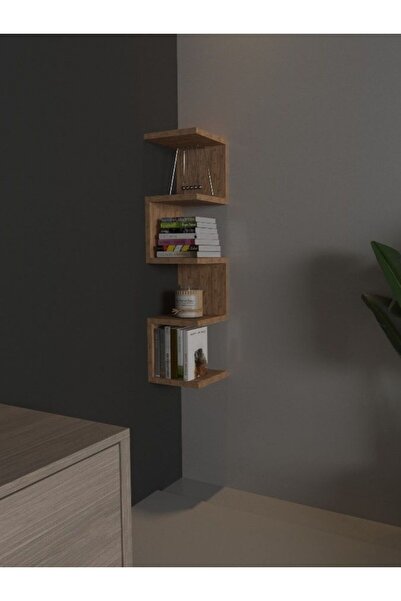 marceline Köşe Düzenleyici Modern Kitaplık Raf Şık Zigzag 5 Katlı Çam Rengi