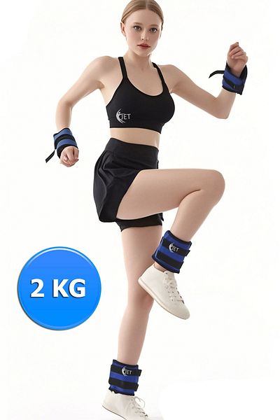 Jet 2 kg X 2 Pieces Hand & Foot Weight Sand Bag and Muscle Strengthener Blue Set