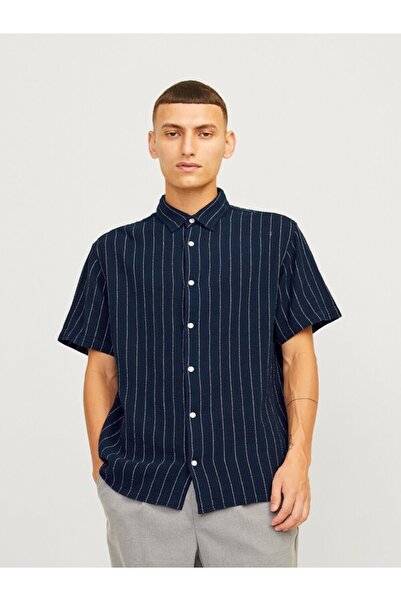 Jack & Jones Ανδρικό κοντομάνικο πουκάμισο J&J JORJOSHUA Navy Blue 12262660