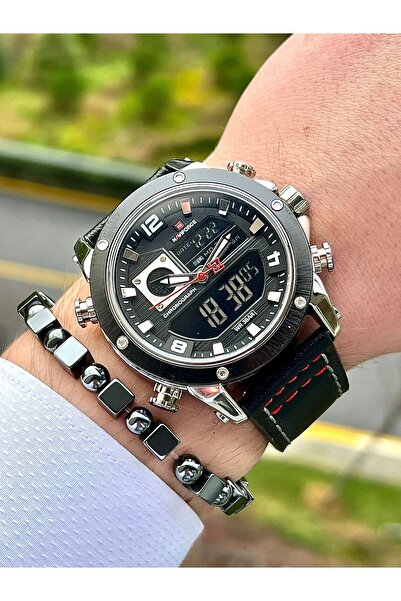 Naviforce Men's Watch Digital & Analog Leather Band 2147