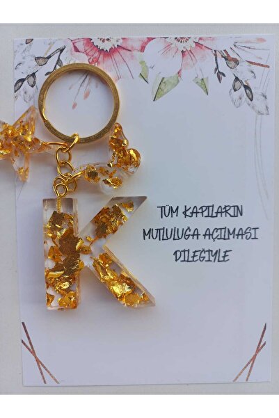 demirbasavm سلسلة مفاتيح مصنوعة يدويًا بحروف EPOXY K