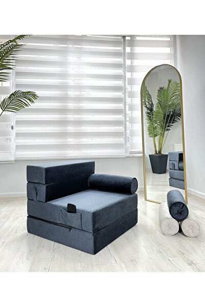 Minnes Katlanır Koltuk& Katlanır Yatak 70x200 Antrasit Babyface Kadife
