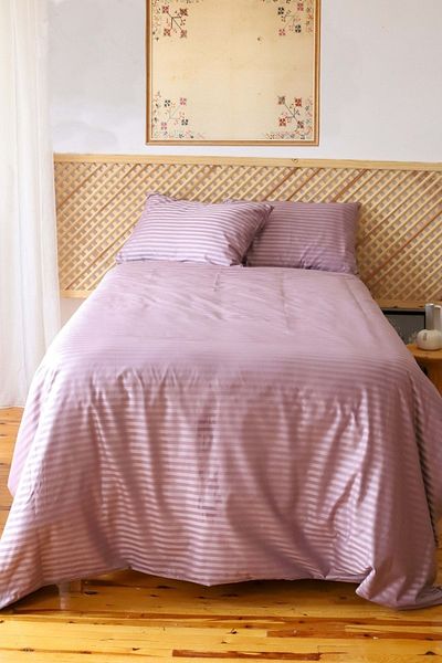 Tekstil Home Luxury Hotel Colorful Series Μονό σεντόνια Ριγέ Σατέν Παπλωματοθήκη Χρώμα δαμάσκηνο