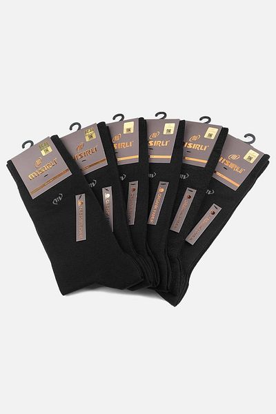 Aytuğ Egyptian Men's Organic Cotton Boxed 6 Pairs Black Socks - M-60001-S