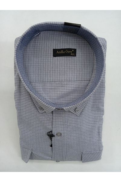 ATİLLA ÖZER Battal Large Size Double Pocket Pocket Pocket Cover Stripes Men's Shirt
