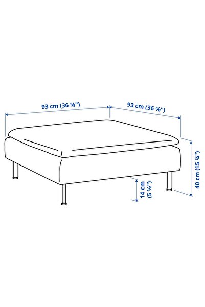 IKEA Puf, Ayak Uzatma Taburesi, Genişlik: 93 cm  Derinlik: 93 cm  Yükseklik: 40 cm