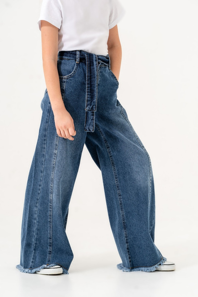 GİYİCEM TEKSTİL Kız Çocuk Aller Kemerli Kot Pantolon 2171