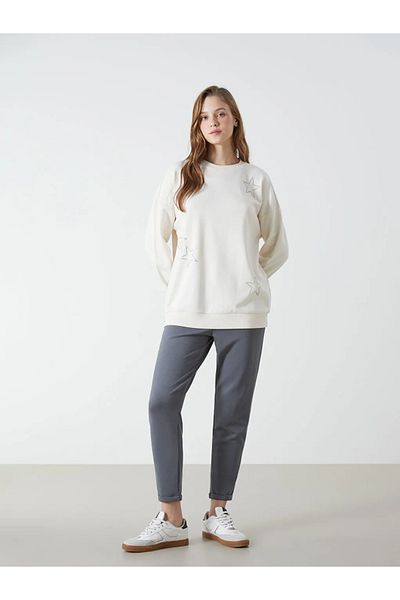 LC Waikiki Γυναικεία φούτερ LCW Modest Grey Elastic Waist