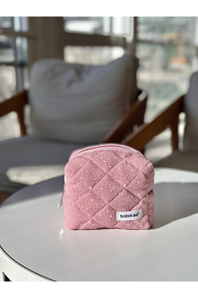 Batekso Грим чанта с блестящи розови листенца - малък размер