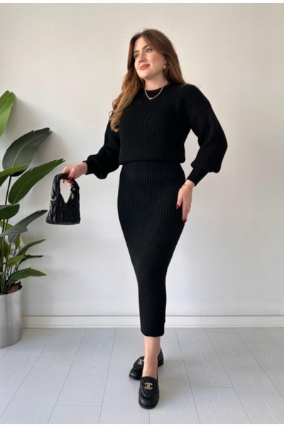 ikomteks Selanik kötött szoknya öltöny