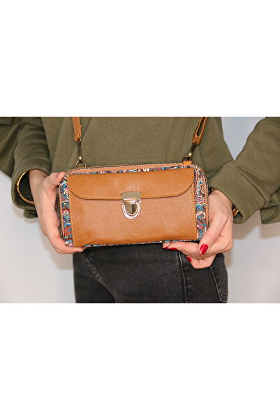 PUJİVA Etnik Tarz Kilim Desenli, Çok Cebli, Fermuarlı, Askılı, Renkli, Kartlık, Telefonluk Cüzdan