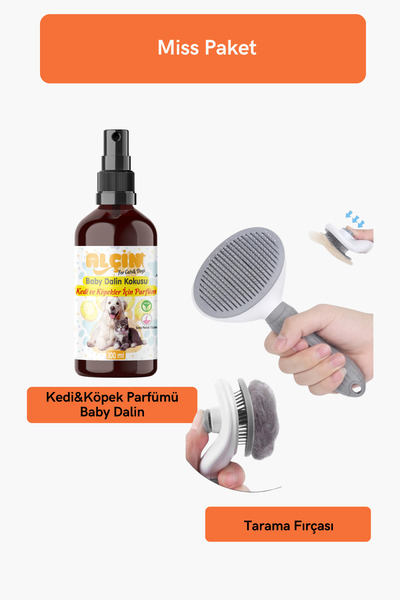 ALÇİN Kedi ve Köpek Parfümü Baby Dalin Kokulu Tarama Fırçalı Set