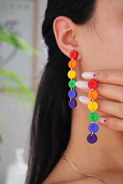 Gizy Store Polimer Kil Love küpe, Sevgililer Günü, LGBTQ küpe, love is love