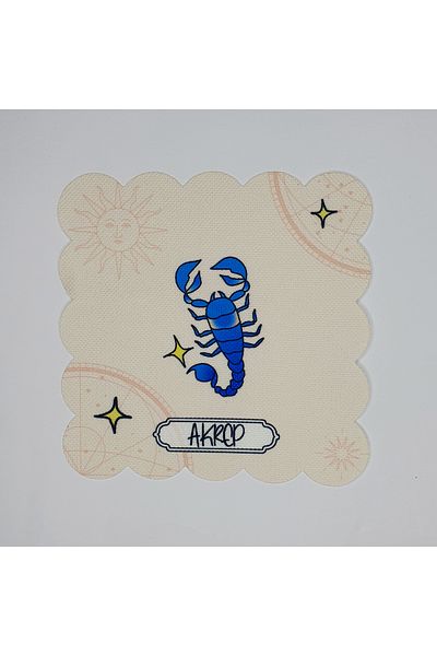 DECO Digital Printed Laser Cut Cocktail Napkin with Scorpio Design