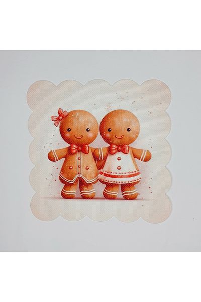 DECO New Year's Cookie Man and Cookie Girl Patterned Laser Cut Cocktail Napkin
