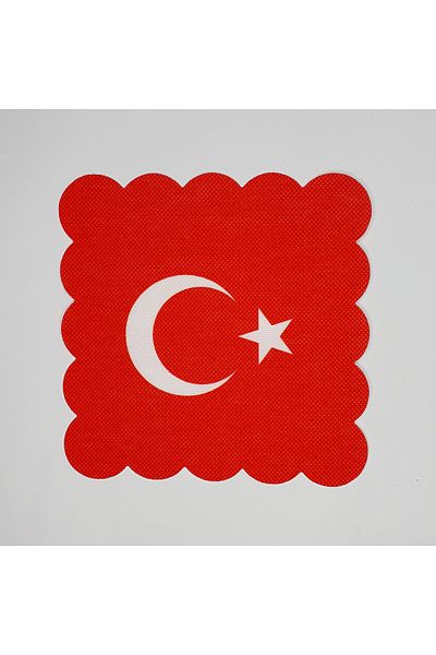 DECO Turkish Flag Digital Printed Laser Cut Cocktail Napkin