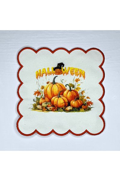 DECO Halloween Patterned Digital Printed Embroidered Cocktail Napkin