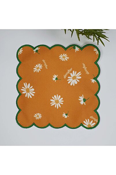 decofav Гірчичний фон з візерунком ромашок, вишитий край, тканина, коктейльна...