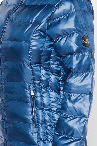 Cavalli Class Women Quilted Puffer Jackets, Dark Teal Blue