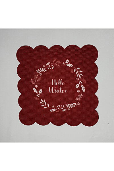 DECO Бордовий коктейльний серветка з лазерним вирізом, слоганом і квітковим в...