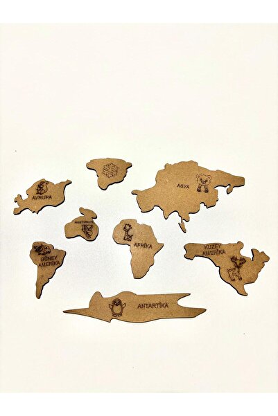 MT Montessori Wooden Painting World Map Continents Plug-In Sticker Educational Toy Replacement Kit Continents