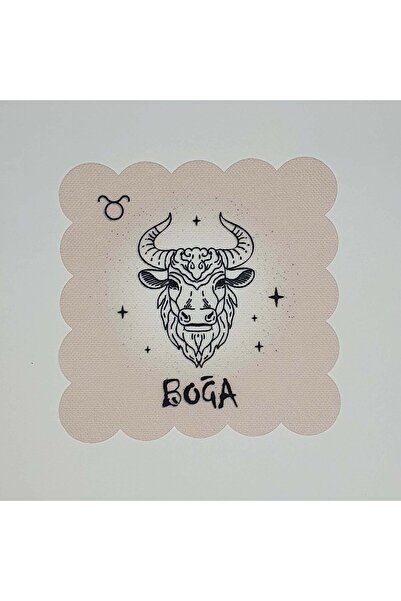 DECO Коктейльна серветка з цифровим принтом і лазерним вирізом із зображенням знака зодіаку Телець, 15 x 15, багатоколірна тканина