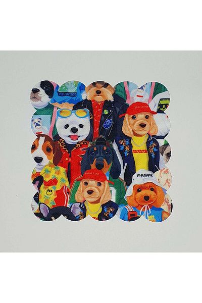 DECO Cool Dog Patterned Digital Printed Laser Cut Cocktail Napkin