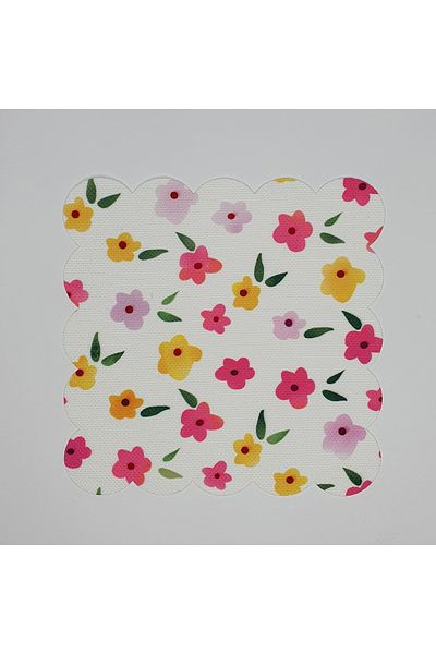 DECO Lilac Pink Yellow Crispy Flower Patterned Digital Printed Cocktail Napkin
