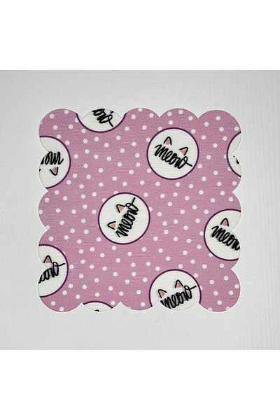 DECO Lilac Cat Patterned Digital Printed Washable Laser Cut Cocktail Napkin
