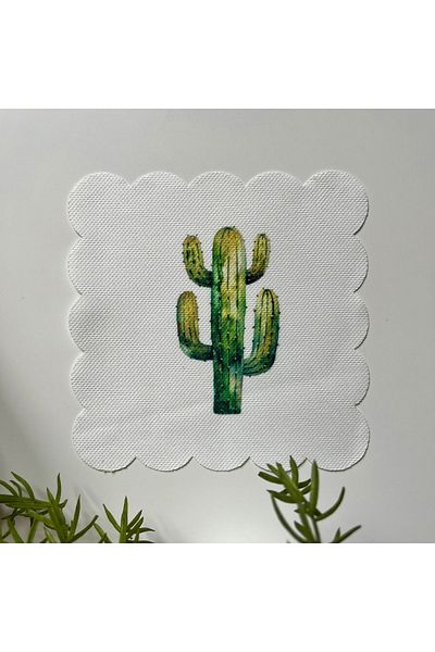 DECO Cactus Patterned Water Color Cocktail Napkin - Fabric