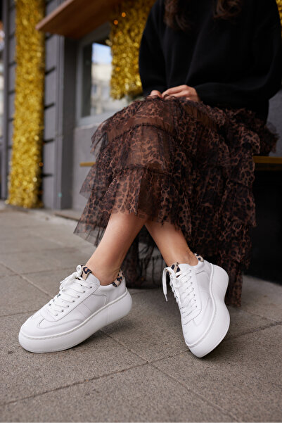 Carweza Ayakkabı Αθλητικά παπούτσια από γνήσιο δέρμα Jaspe White/Leopard