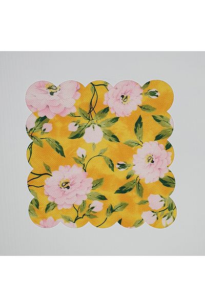 DECO Watercolor Yellow Background Pink Rose Pattern Digital Printed Laser Cut Cocktail Napkin