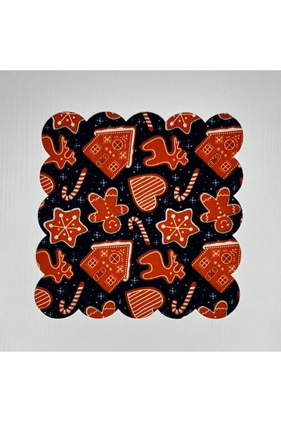 DECO Dark Blue Digital Printed Cookie Patterned Washable Cocktail Napkin - Ground Cute