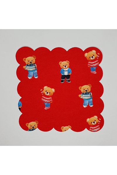 DECO Red Background Teddy Bear Patterned Digital Printed Cocktail Napkin