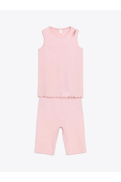 LC Waikiki Lcw Eco Crew Neck Girls' Undershirt and Leggings 2-Piece