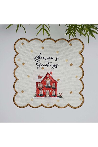 decofav Червона акварельна фарба - Серветка для коктейлів з вишивкою «Дім і с...