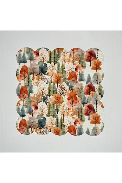 DECO Autumn Tree View Digital Printed Laser Cut Cocktail Napkin